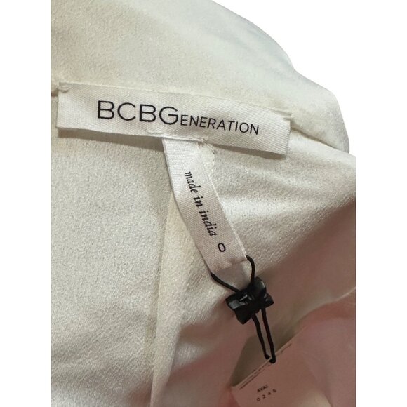 BCBGGeneration White Sheer Maxi Dress With Embroidered Trim Peasant Dress Size 0 - Picture 3 of 11